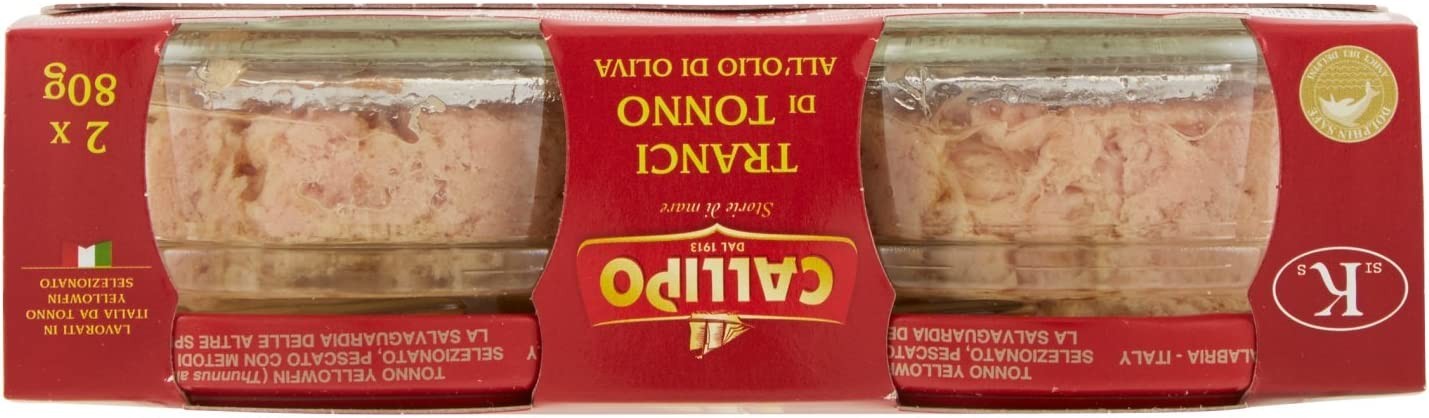 Callipo Tranci di Tonno all'Olio di Oliva, Lavorato in Italia da Tonno Yellowfin - 2 x 80 g