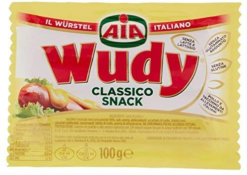 AIA Wudy Classico Snack 4 Wurstel di Pollo e Tacchino, 100 gr