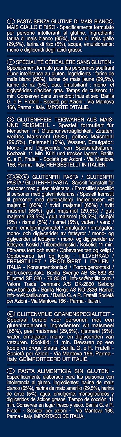 Barilla - pasta senza glutine - Fusilli - 6 pezzi da 400 g [2400 g]