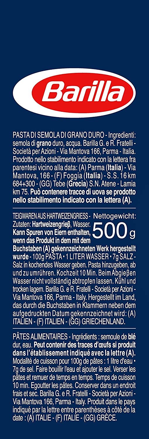 Barilla - Risoni n.26, Pasta di Semola di Grano Duro - 8 confezioni da 500 g [4 kg]