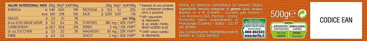 Barilla - Spaghettini N.3, Pasta Di Semola Integrale Di Grano Duro - 5 pezzi da 500 g [2500 g]