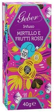 Infuso per tisane Confezione da 20 Filtri MIRTILLI E FRUTTIMISTI, GEBER