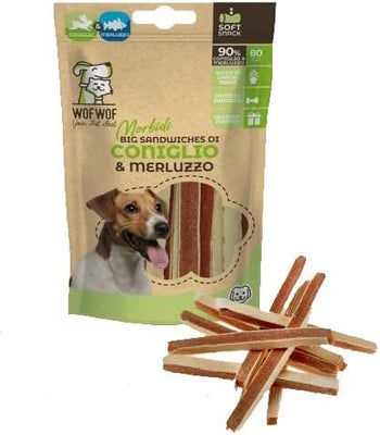 Generico Snack WOFWOF per Cane Big Sandwiches Coniglio & Merluzzo. 16 Buste da 80 GR CADAUNO