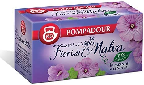 Pompadour 1913 Infuso ai Fiori di Malva Idratante e Lenitiva con Liquirizia Senza Glutine - 1 x 20 Bustine di Tè (30 Grammi)