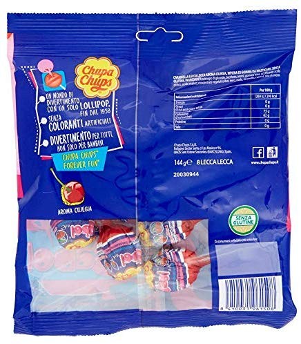 Chupa Chups Lecca Lecca Bubblegum, Maxi Lollipop Gusto Ciliegia con Ripieno Big Babol, 6 Confezioni da 8 Lollipops Monopezzi