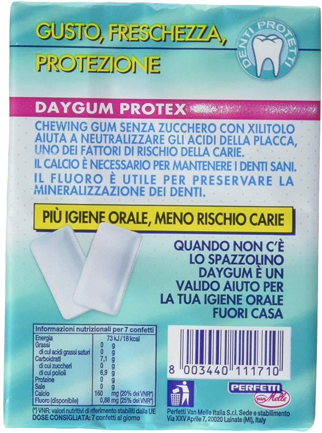 Daygum Protex, Gomme da Masticare, Menta - 4 confezioni da 2 astucci [8 astucci]