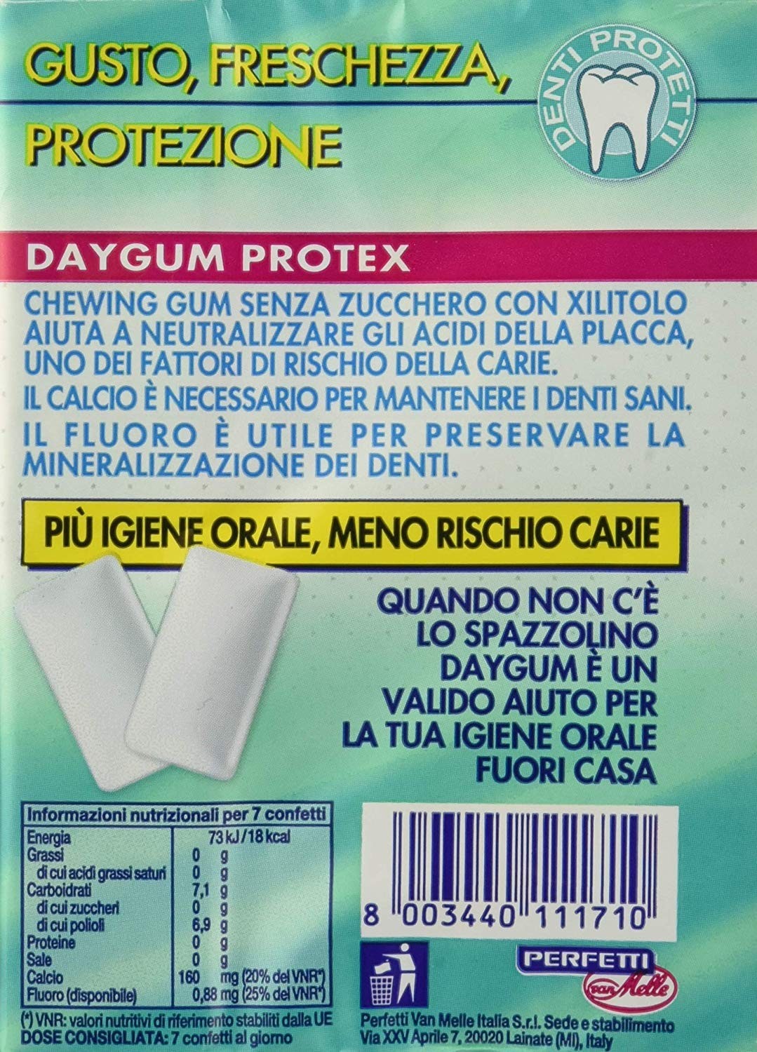 Daygum Protex, Gomme da Masticare, Menta - 4 confezioni da 2 astucci [8 astucci]