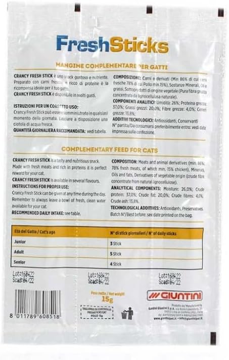 Giuntini CRANCY Cat Fresh Sticks 15GR *30PZ (Pollo)