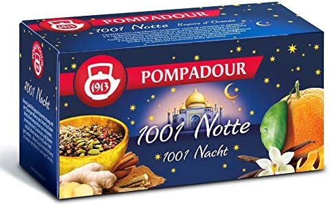 Pompadour 1913 Infuso 1001 Notte ai Sapori d'Oriente Aromatizzato con Spezie - 1 x 20 Bustine di Tè (50 Grammi)