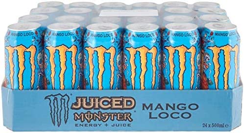 Monster Energy Bevanda Energetica - Lattina, 500 ml, Monster Energy Drink 500 ml (Juice Mango Loco, 24 Lattine)