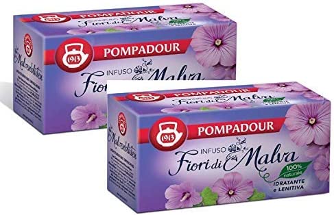 Pompadour 1913 Infuso ai Fiori di Malva Idratante e Lenitiva con Liquirizia Senza Glutine - 2 x 20 Bustine di Tè (60 Grammi)