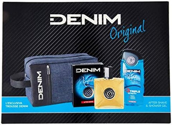 Denim Original Confezione Regalo After Shave 100 ml & Shower Gel 250 ml con Esclusiva Trousse Denim - 100 ml + 250 ml
