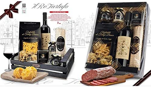 Cesto natalizio" IL RE DEL TARTUFO" con tagliatelle-vino-salse tartufate-salame toscano-specialità