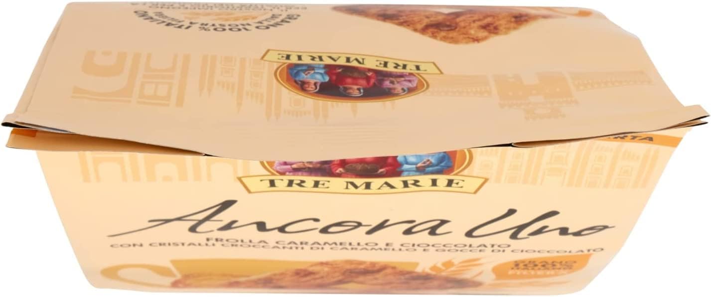 12X Tre Marie "Ancora Uno" Biscotti Frollino al Caramello e con Gocce di Cioccolato Grano 100% Italiano 300gr [12 Confezioni]