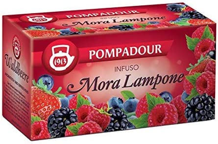 Pompadour 1913 Infuso ai Frutti di Bosco Aromatizzato alla Mora e Lampone - 1 x 20 Bustine di Tè (60 Grammi)