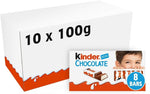 Ferrero kinder barrette di cioccolato al latte 10 confezioni 1kg da 8 barrette ciascuna 100 grammi (1000042179)