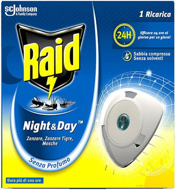12 Raid Night & Day ricarica per diffusore Zanzare tigre e comune antizanzara