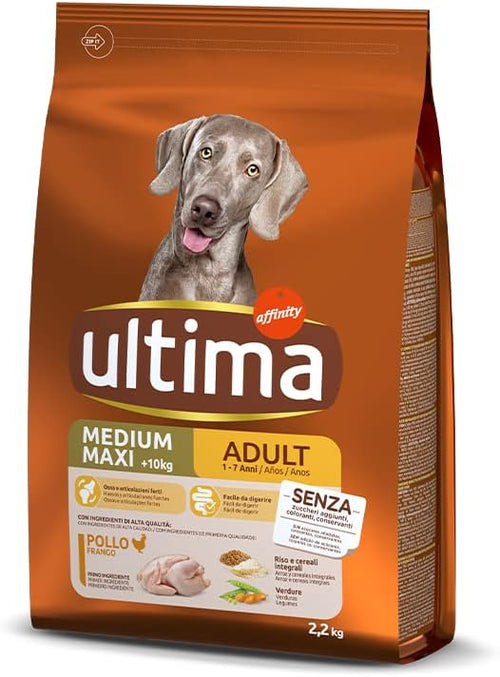 Ultima Cibo per Cani Medium Maxi Adult con Pollo, 2200g