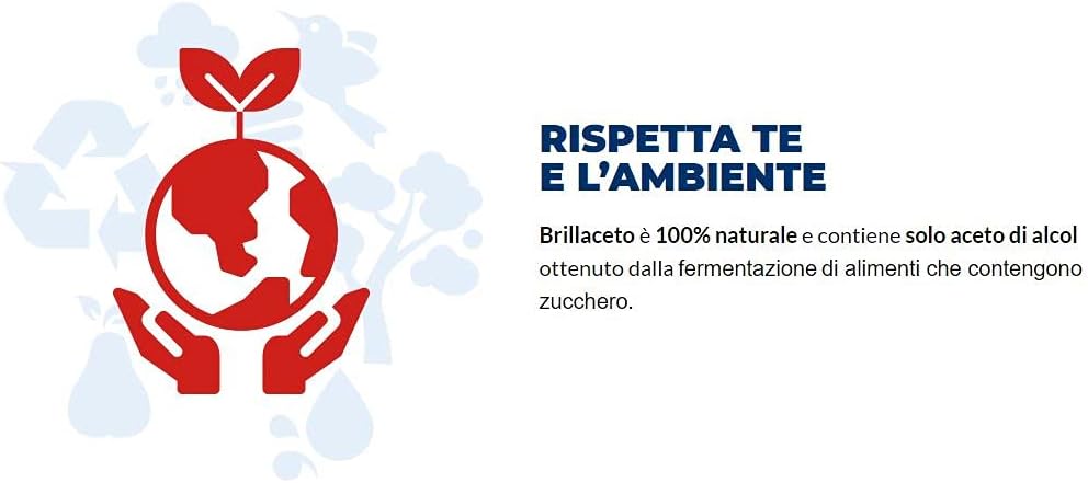 Brillaceto Aceto di Alcol, Per la Cura della Casa, Igienizzante Superfici e Uso Alimentare, Pulizia Bagno e Cucina, Bianco, 1 Bottiglia da 1 L