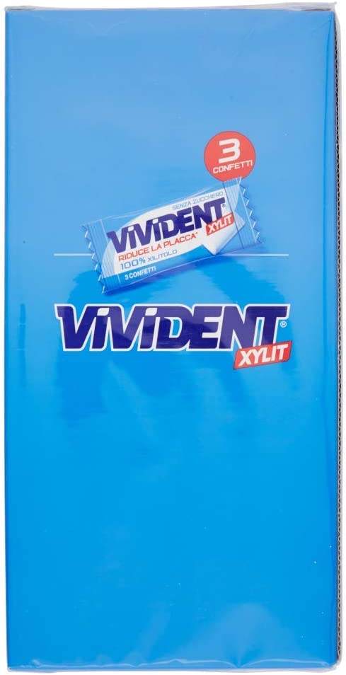 Vivident Xylit Spearmint Gomma da Masticare Senza Zucchero, Chewing Gum Gusto Menta, Confezione da 170 Gomme, Monopezzi da 3 Gomme Ciascuno