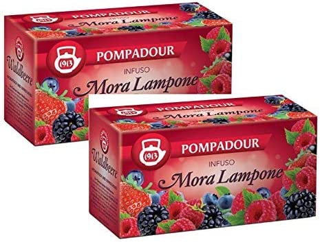 Pompadour 1913 Infuso ai Frutti di Bosco Aromatizzato alla Mora e Lampone - 2 x 20 Bustine di Tè (120 Grammi)