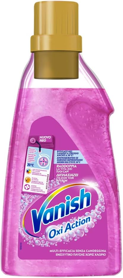 Vanish Oxi Action Multipower Gel Rosa, Smacchiatore per Capi Colorati, 1 Confezione da 1.5 l di Smacchiatore per Bucato, Additivo Lavatrice Multiazione senza Candeggina