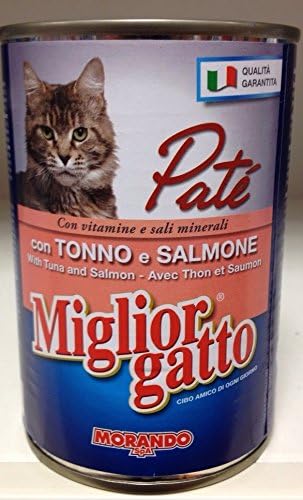 OFFERTA N. 12 SCATOLETTE DI PATE' TONNO E SALMONE DA GR 400 CD MIGLIOR GATTO