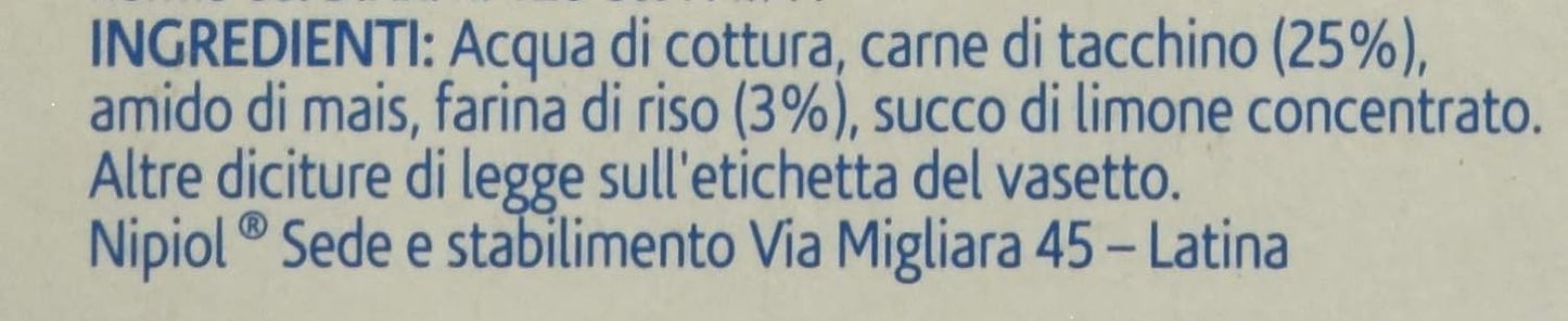 Nipiol Omogeneizzato Tacchino, 80 g, Confezione da 24