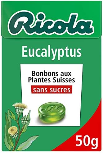 RICOLA - Eucalipto senza zucchero, 50 g, set di 4