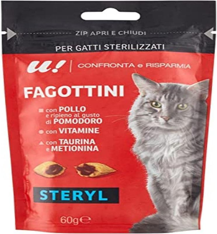 Giuntini Snack con Pollo e Pomodoro per Gatti Sterilizzati, 60g
