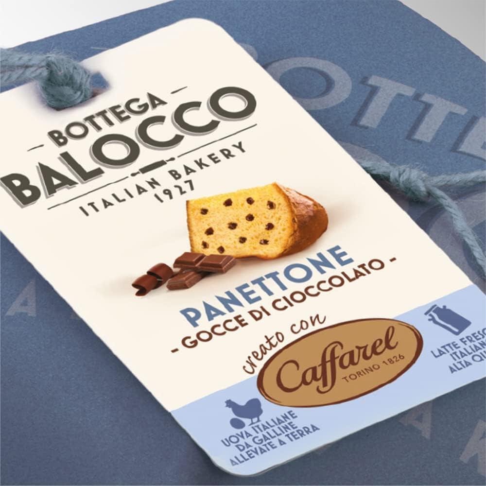 Panettone con Gocce di Cioccolato 750g - Incartato a Mano - Realizzato in collaborazione con Caffarel- Made in Italy