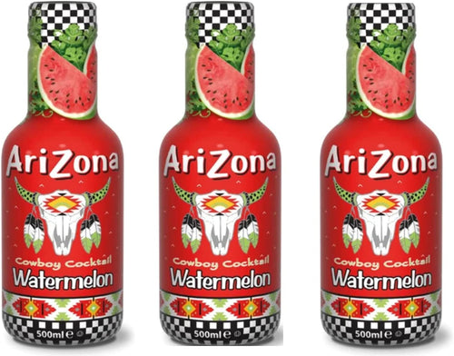 3X di Arizona - Cowboy Cocktail - Tris Watermelon Fruit Juice Cocktail - Due Cocktail al Succo all'Anguria - 500ml