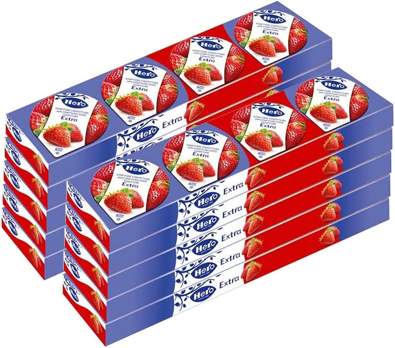 10X Hero Extra - Confettura Monodose gusto Fragola 4x25gr [Box 10 Confezioni] - Fragole