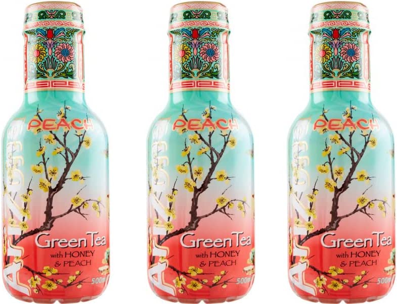 3X Arizona - Green Tea With Honey And Peach - Tris Bevande Analcoliche al Té Verde Con Miele e Pesca - 500ml