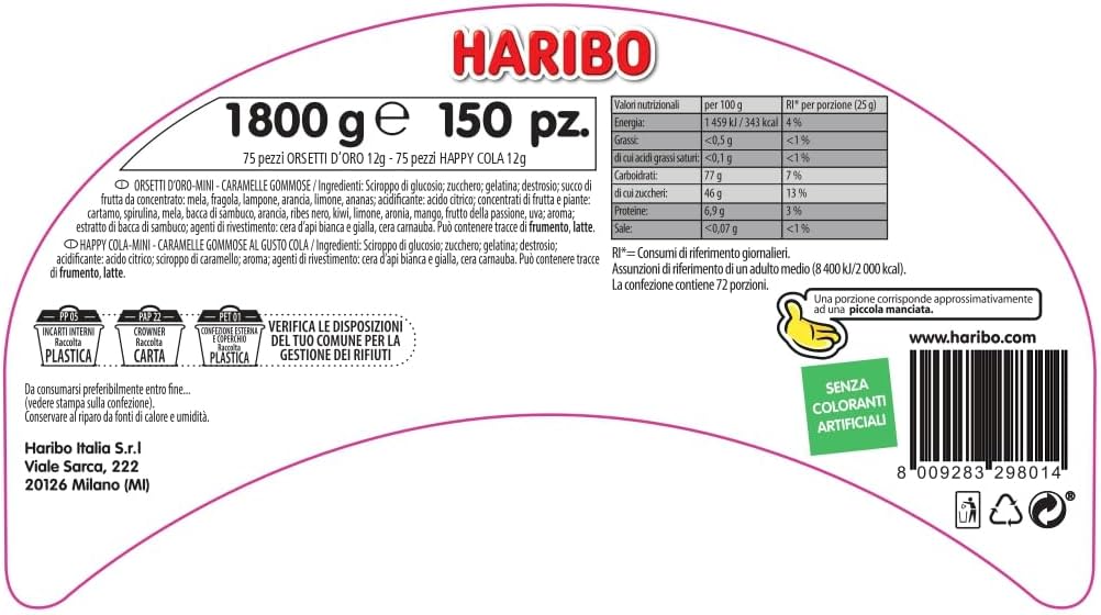 Haribo Mini Selection, Caramelle Gommose, Gusto Frutta, Ideali per Fes –  Raspada