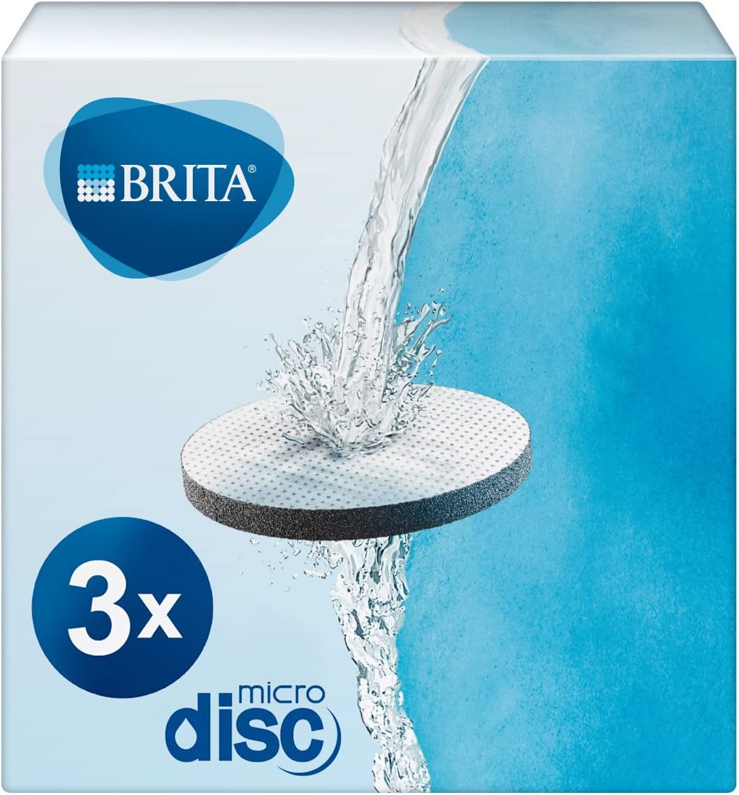 BRITA Filtri MicroDisc per Bottiglia e Borraccia Filtrante per acqua - incl. 3 Filtri per la riduzione di cloro, erbicidi, pesticidi e impurità