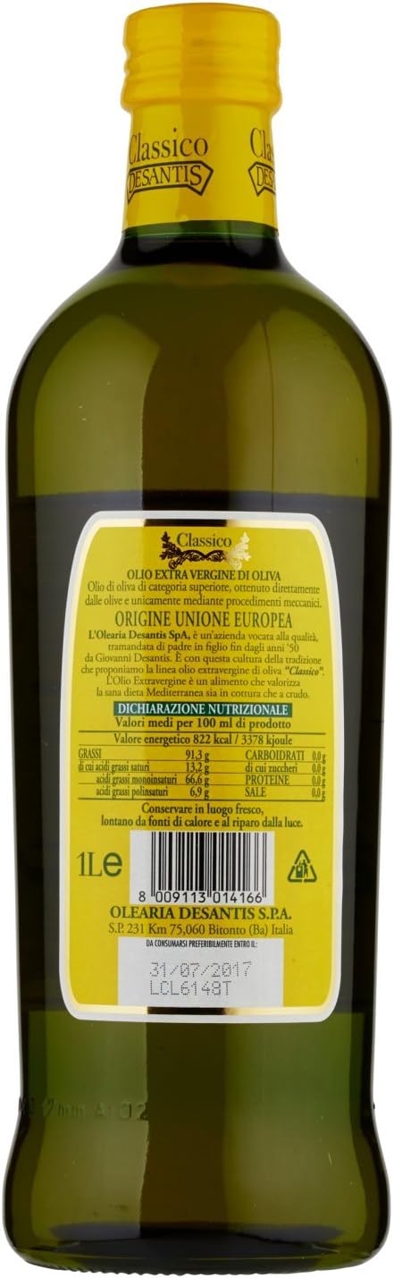 Desantis Olio Extra Vergine di Oliva Classico, 1 Litro, 1