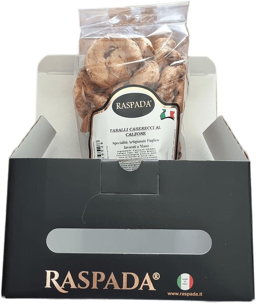 Raspada Taralli Artigianali Pugliesi fatti a mano autentici - Qualità pregiata Made in Italy (Calzone, Conf. 6 Astucci)