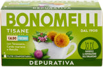 Bonomelli Tisane Funzionali, Depurativa, Confezione da 16 Filtri, con Cardo Mariano, Sambuco e Tarassaco, Integratore Alimentare, Favorisce la Depurazione dell'Organismo, Infusione a Caldo e a Freddo