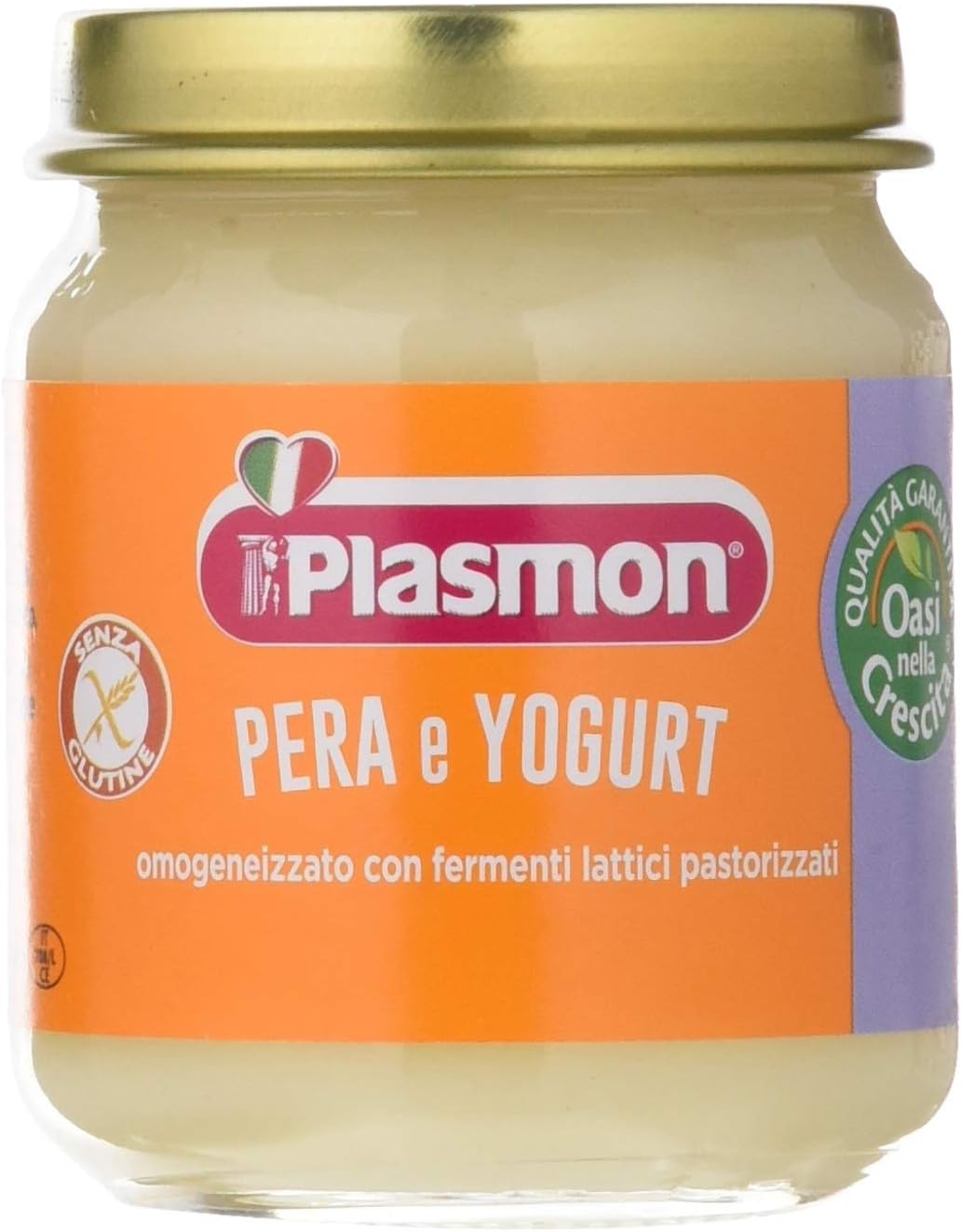 Plasmon Omogeneizzato Pera Yogurt 120g 24 Vasetti Con Frutta selezionata e Yogurt dell'Alto Adige, Fonte di Calcio e di Vitamina C