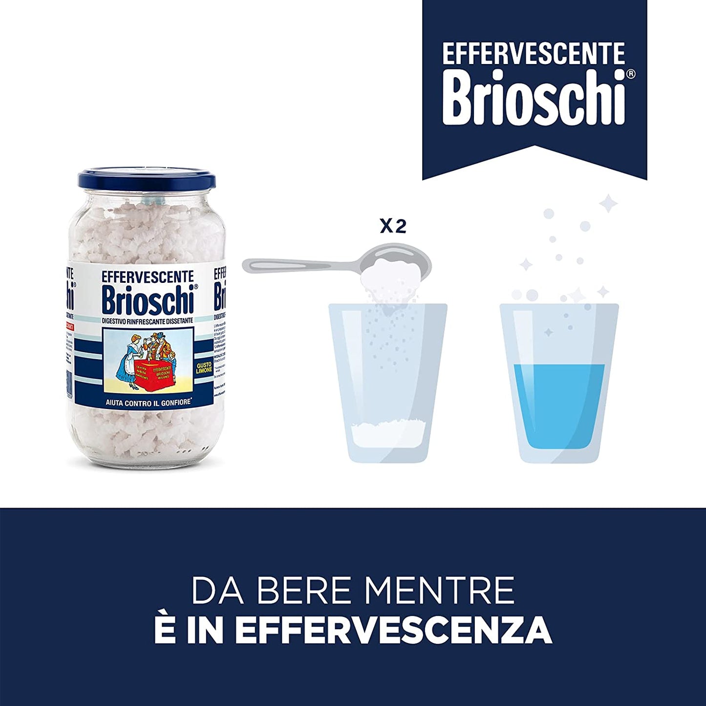 Brioschi effervescente 100 grammi digestivo rinfrescante contro il gonfiore