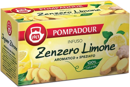 Pompadour 1913 | Infuso Zenzero Limone Aromatico | Tisana Speziata Naturale Senza Caffeina - 20 Bustine di Tè (36 Gr)