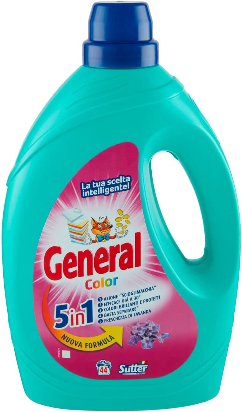 General Detersivo Lavatrice Liquido Colorati 44 Lavaggi, 1980ml
