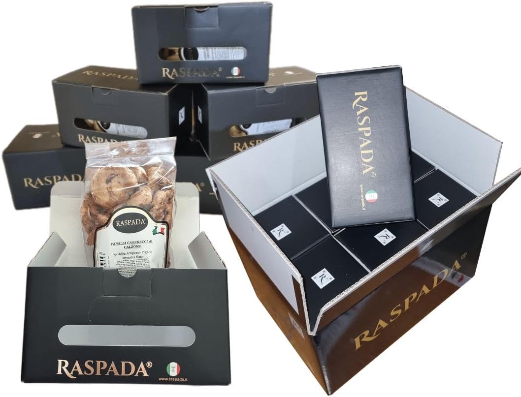 Raspada Taralli Artigianali Pugliesi fatti a mano autentici - Qualità pregiata Made in Italy (Calzone, Conf. 6 Astucci)