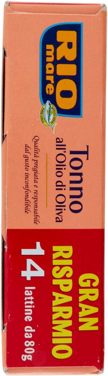 Rio Mare, Tonno All'Olio di Oliva, Qualità Pinne Gialle, 14 Lattine da 80 g