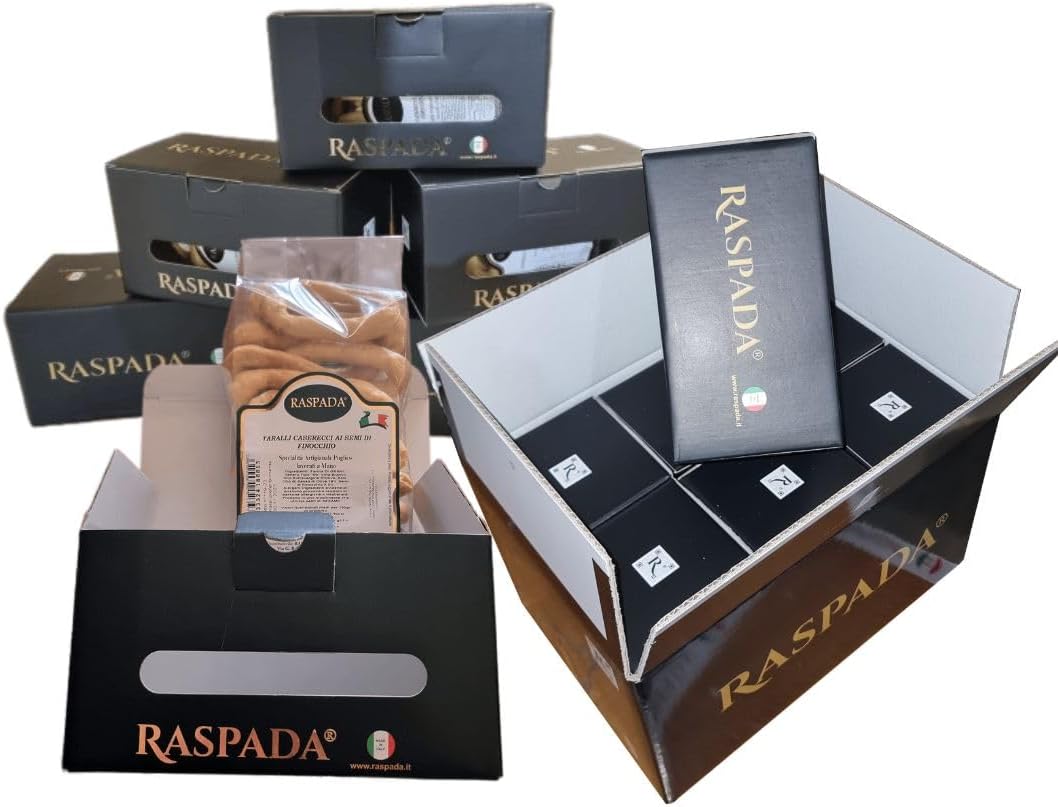 Raspada Taralli Artigianali Pugliesi fatti a mano autentici - Qualità pregiata Made in Italy (Semi di Finocchio, Conf. 6 Astucci)
