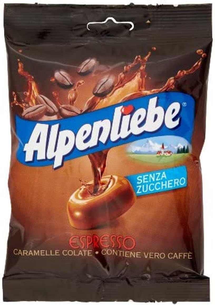 Alpenliebe Espresso, Caramelle Colate gusto Caffè, Senza Zucchero e Senza Glutine, Formato Busta 80 gr