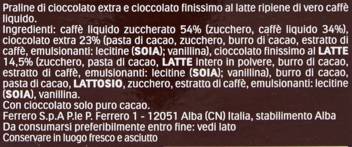 Pocket Coffee, cioccolatini ripieni di Caffè 100% Arabica, 18 pezzi da 12,5 gr