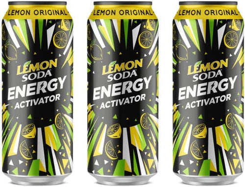 3X - Lemonsoda Energy Activator - gusto LEMON ORIGINAL - 33 cl 330ml [Confezione da 3] - Lemon Soda Limone (New Packaging)