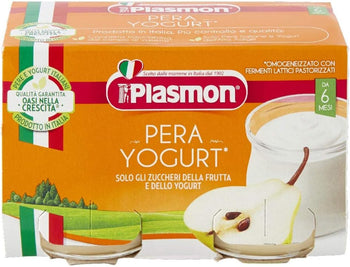 Plasmon Omogeneizzato Pera Yogurt 120g 24 Vasetti Con Frutta selezionata e Yogurt dell'Alto Adige, Fonte di Calcio e di Vitamina C